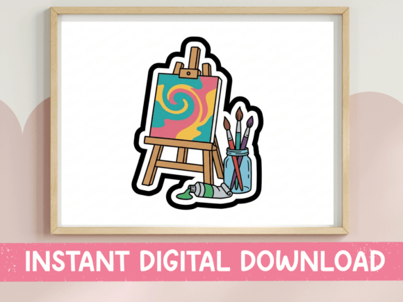 Art Easel and Brushes Sticker Design for Blog Graphics