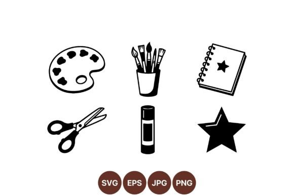 Art Supplies Icon Clipart Set for Graphics & Illustrations