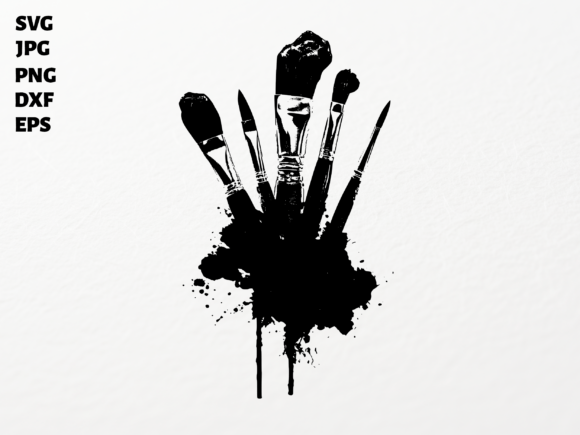 Artist Paint Brushes Splash SVG for Crafts and Graphics