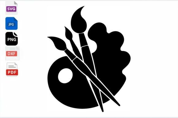 Artist Paint Palette and Brushes SVG for Crafts and Graphics