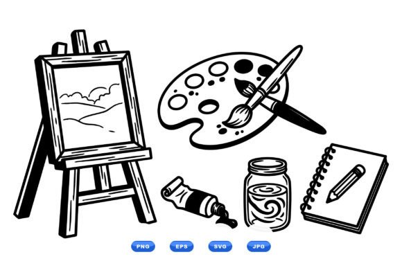 Artist Studio Clipart Pack for Crafts and Graphics