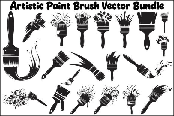 Artistic Paint Brush Vector Bundle for Creative Graphics