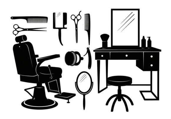 Black and White Barber Shop Graphics for Local Branding