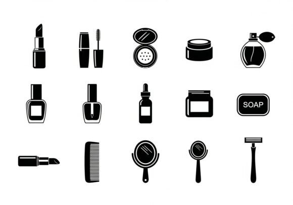 Black and White Beauty Products Makeup: Graphics for Bold Illustrations
