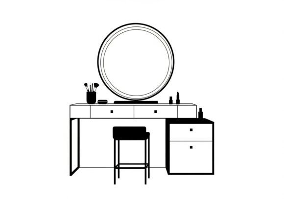 Black and White Mirror Makeup Beauty Graphics & Illustrations Review