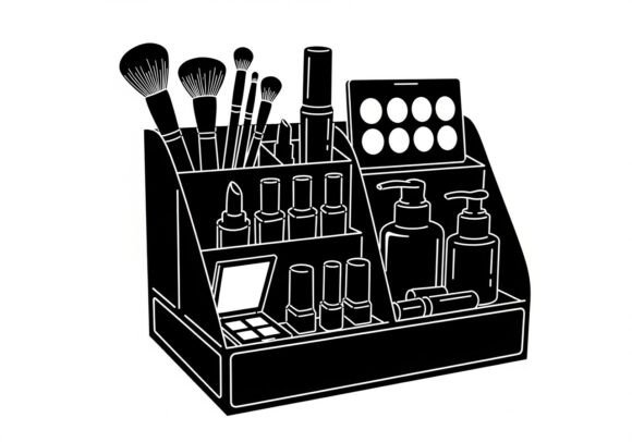 Black and White of Makeup Products Illustration Review