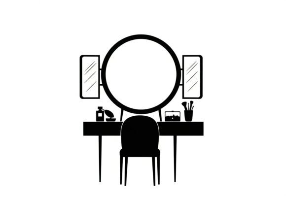 Black Silhouette Table Chair Makeup Graphics