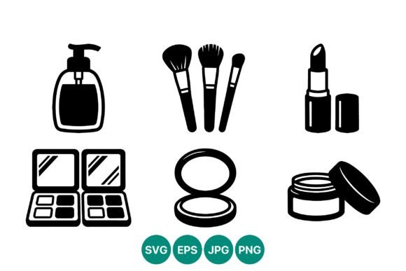 Black White Makeup Brushes Lipstick Graphics