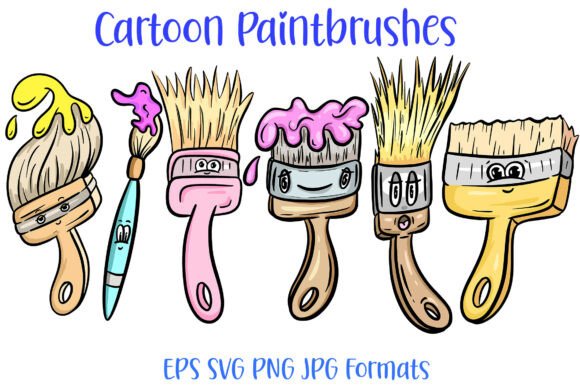 Cartoon Paintbrushes SVG for Embroidery Projects