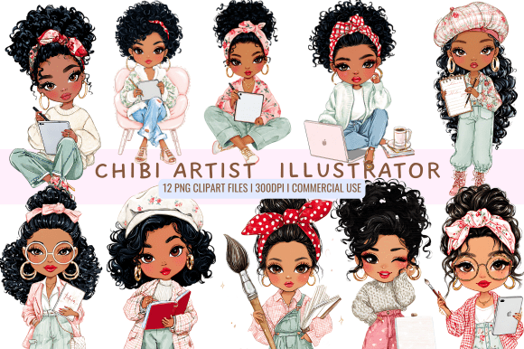 Chibi Artist Illustrator Clipart for Creative Projects