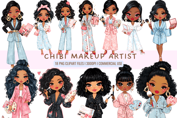 Chibi Makeup Artist Clipart for Branding and Marketing