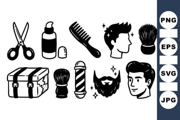 Classic Barber Tools SVG Set for Crafts and Graphics