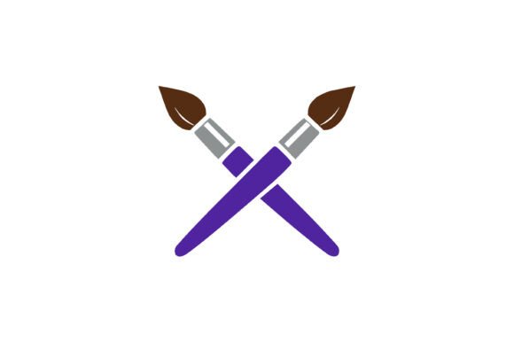 Crossed Paint Brushes Art Symbol Graphics for Crafts and Creative Projects