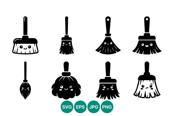 Cute Kawaii Brushes Icons Set for Graphics and Illustrations