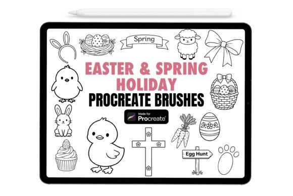 Easter Spring Holiday Procreate Stamps for Branding and Design