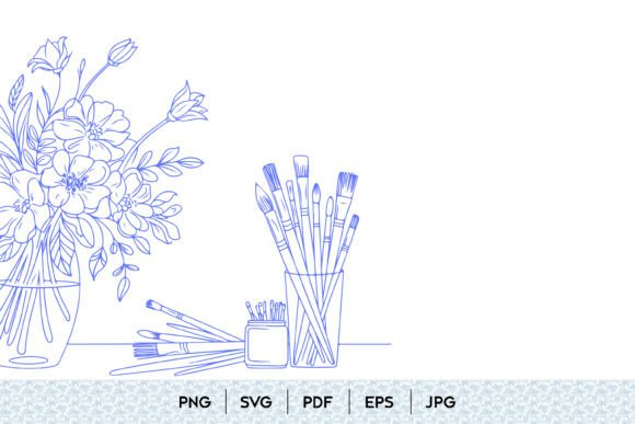 Floral Art Brushes Line Art for Crafting and Design