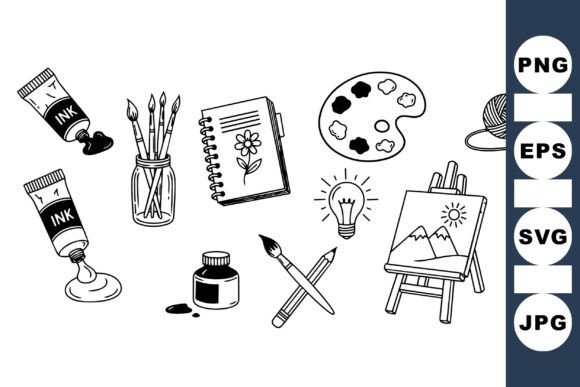 Hand Drawn Art Supplies Pack for Crafts and Graphics