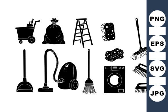 Household Cleaning Tools Clipart for Crafts and Graphics