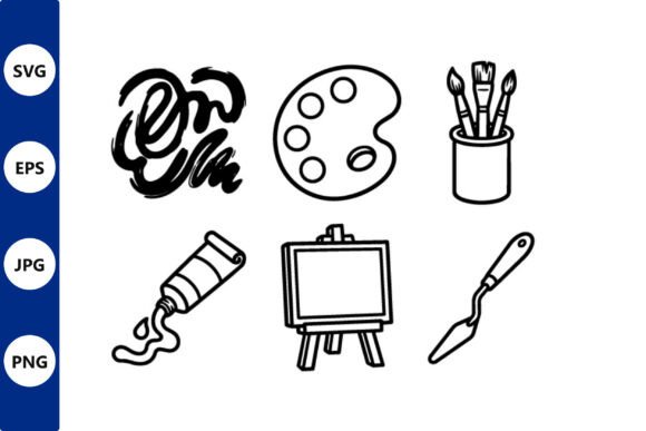 Line Art Painting Tools Set with Palette - A Versatile Graphic Design Asset