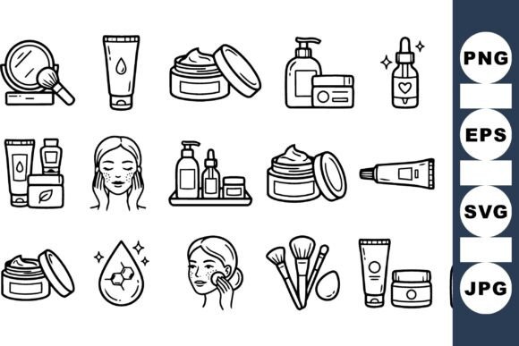 Minimalist Skincare Icons Set for Clean Graphics and Crafts