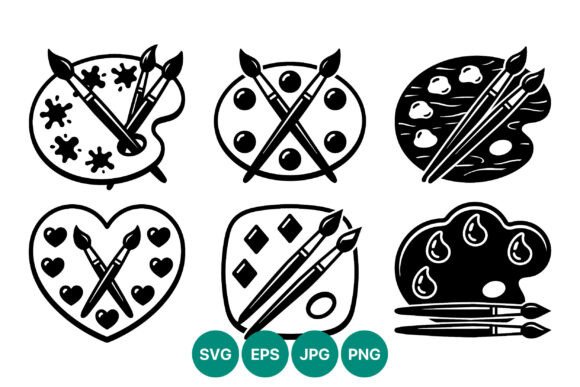Paint Brushes and Palettes Black White: A Graphic Design Asset Review