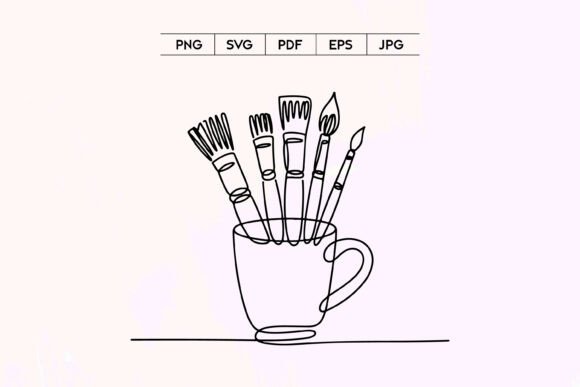 Paint Brushes in Cup Minimal SVG Design for Local Branding