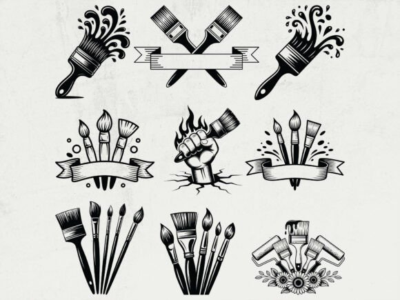 Paint Brushes Svg Bundle for Crafts and Graphics