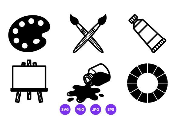 Painting Tools Black White Icons Review