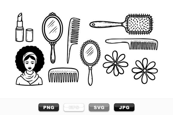 Retro Beauty Salon Clipart Set for Graphics and Crafts