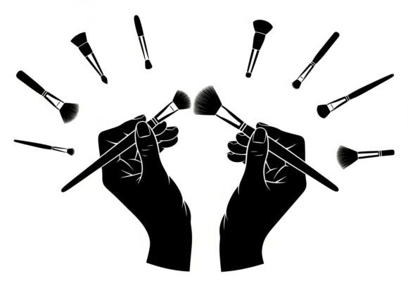 Silhouette Hands Holding Makeup Brushes Review