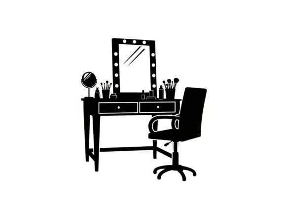 Silhouette Vanity Table Makeup Brushes Graphics