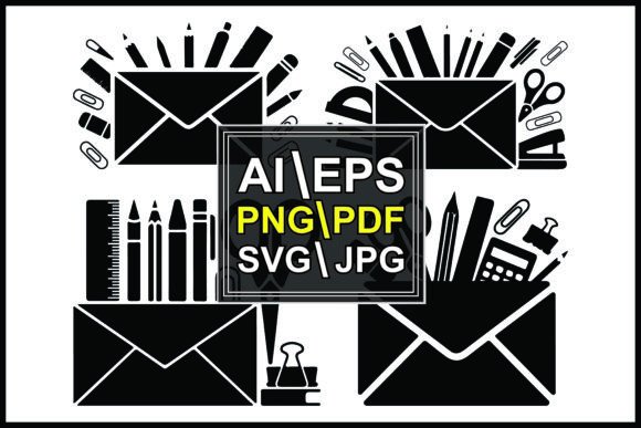 Silhouettes Envelopes Office Supplies: Essential Graphics & Illustrations