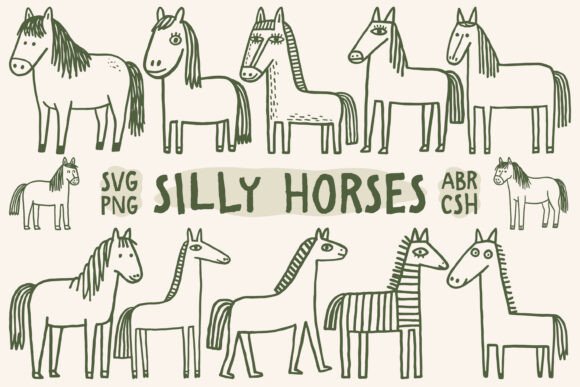 Silly Horses SVG PNG ABR CSH Bundle for Graphics and Brushes