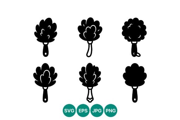 Six Black Leaf Brushes Set for Graphic Design