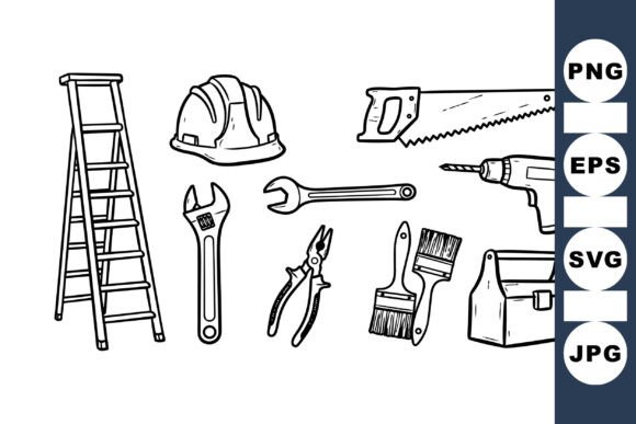 Vintage Handyman Tool Clipart Set for Crafts and Graphics